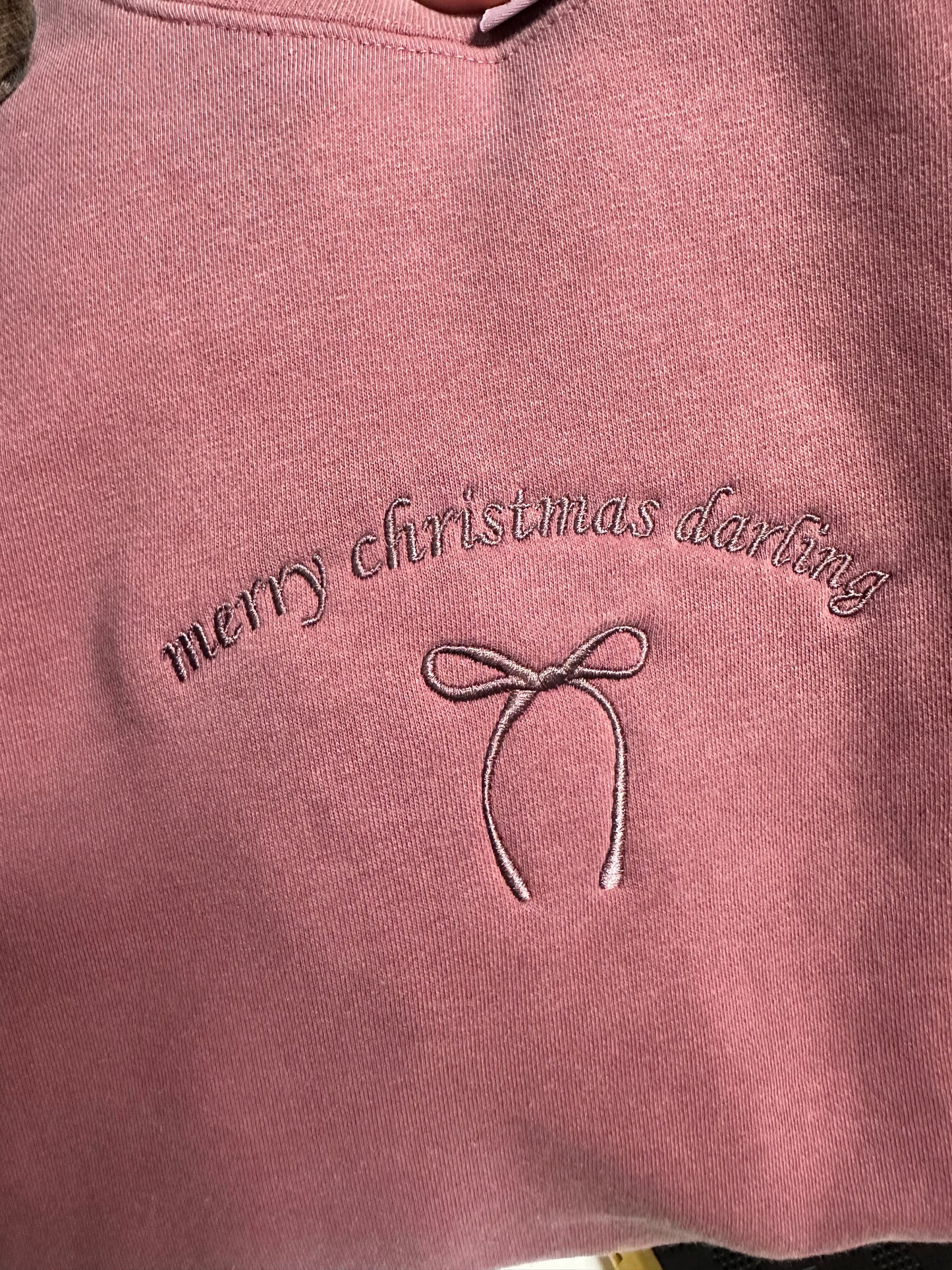 Merry Christmas Darling Crew Neck Mauve Thread
